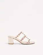 Valentino Rockstud Metallic Calfskin Leather Slide Sandal 60 Mm